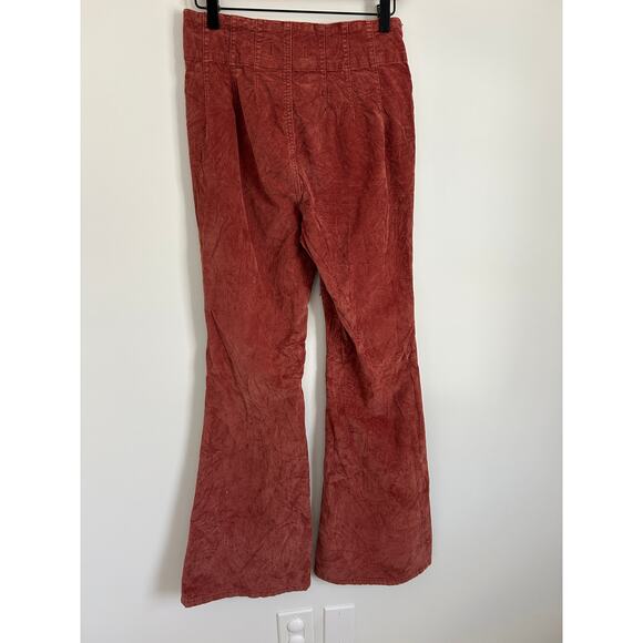 We The Free Jayde High Rise Corduroy Flare Pants Womens 28 Short Rust Stretch - Picture 4 of 9